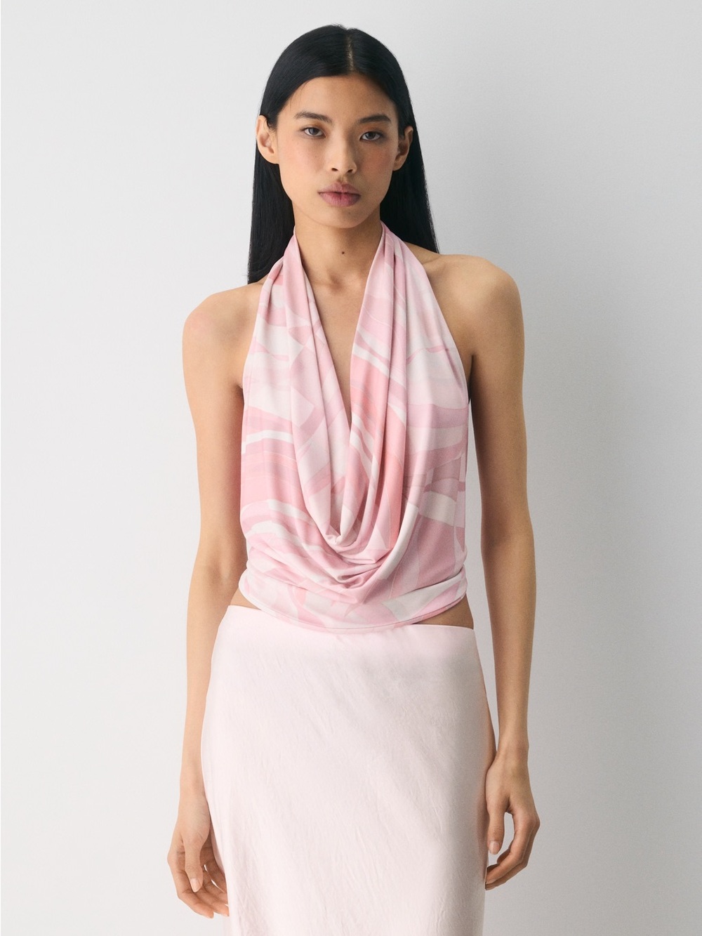 Aritzia Pink Drape Halter Top